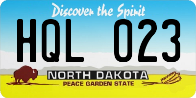 ND license plate HQL023