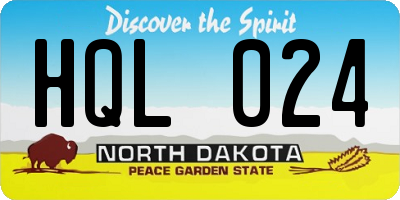 ND license plate HQL024