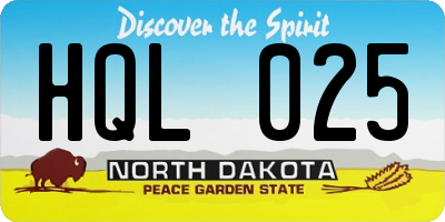 ND license plate HQL025