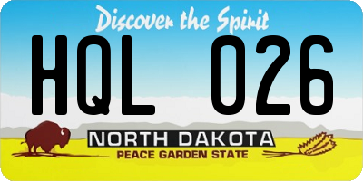 ND license plate HQL026