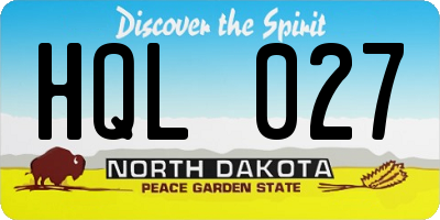 ND license plate HQL027