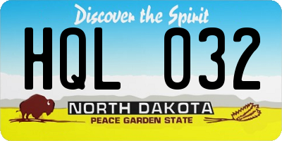 ND license plate HQL032