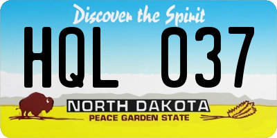 ND license plate HQL037