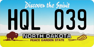 ND license plate HQL039