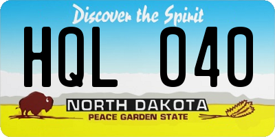 ND license plate HQL040