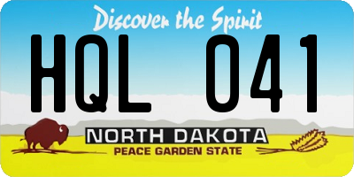 ND license plate HQL041