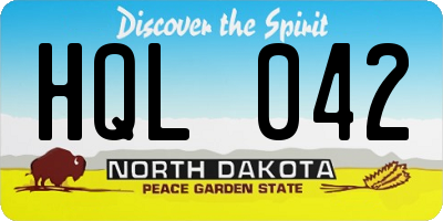 ND license plate HQL042