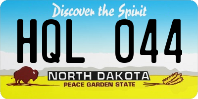 ND license plate HQL044