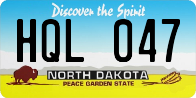 ND license plate HQL047