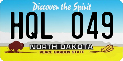 ND license plate HQL049