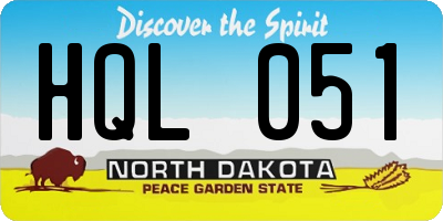 ND license plate HQL051