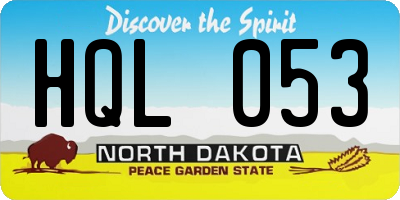 ND license plate HQL053