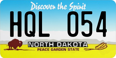 ND license plate HQL054