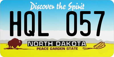 ND license plate HQL057