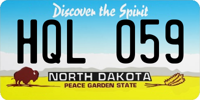ND license plate HQL059