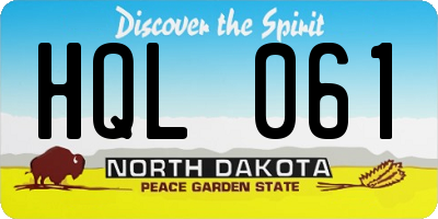 ND license plate HQL061