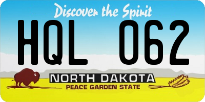 ND license plate HQL062