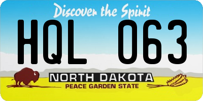 ND license plate HQL063