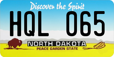 ND license plate HQL065