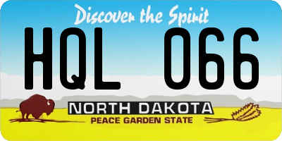 ND license plate HQL066