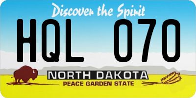 ND license plate HQL070