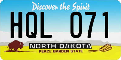 ND license plate HQL071
