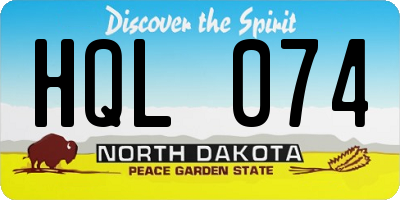 ND license plate HQL074