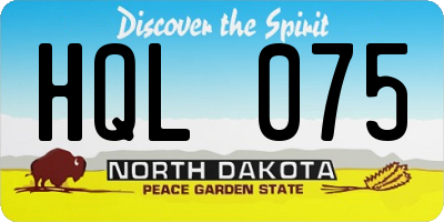 ND license plate HQL075