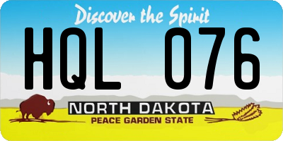 ND license plate HQL076