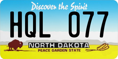 ND license plate HQL077