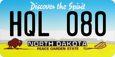 ND license plate HQL080