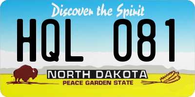 ND license plate HQL081