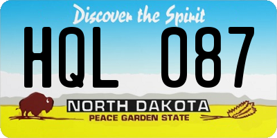 ND license plate HQL087
