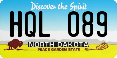ND license plate HQL089