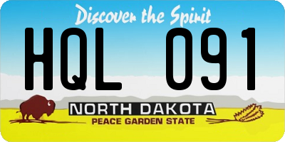 ND license plate HQL091