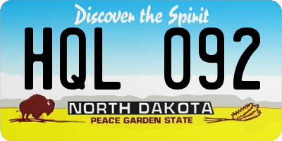 ND license plate HQL092