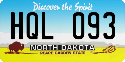 ND license plate HQL093