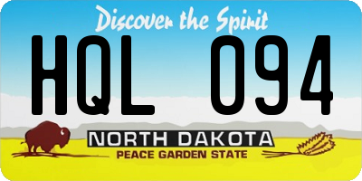 ND license plate HQL094