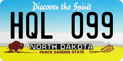 ND license plate HQL099