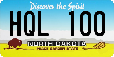 ND license plate HQL100
