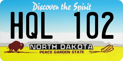 ND license plate HQL102