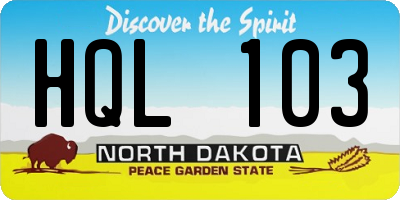 ND license plate HQL103