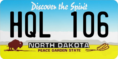 ND license plate HQL106