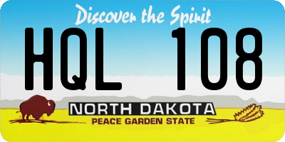 ND license plate HQL108