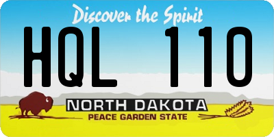 ND license plate HQL110