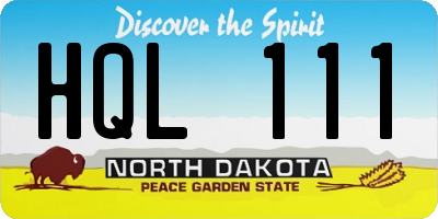 ND license plate HQL111