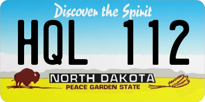ND license plate HQL112