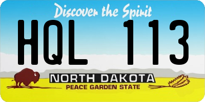 ND license plate HQL113