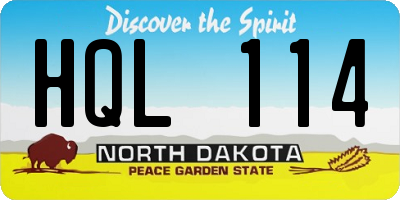 ND license plate HQL114