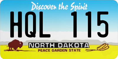 ND license plate HQL115